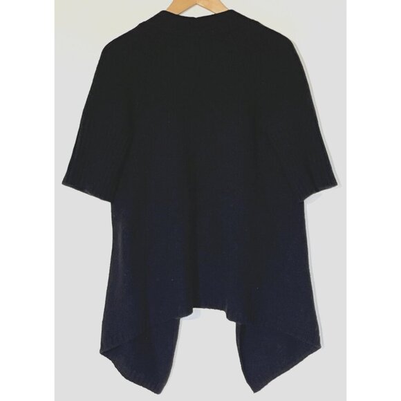 VINCE Black Wool Blend Short Sleeve Knit Open Cardigan Sweater - Picture 3 of 11